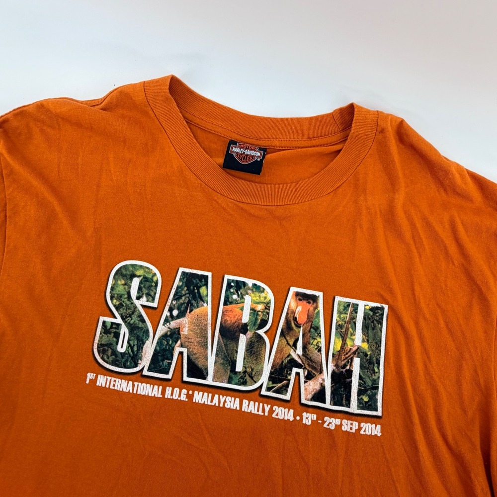 Harley-Davidson 2014 Malaysia HOG Rally Sabah T-Shirt XL Graphic Biker Orange
